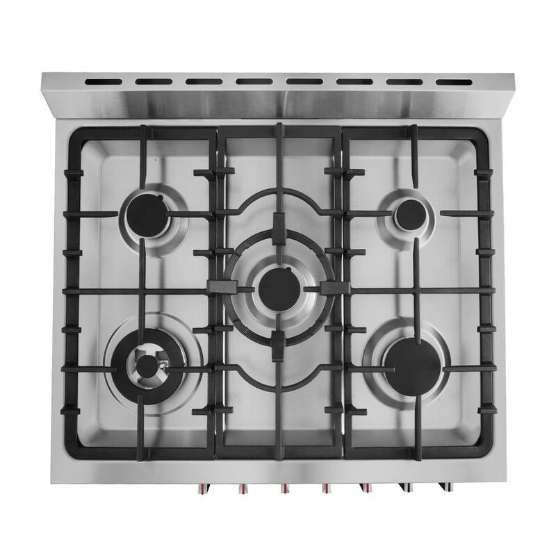 5 Burner Gas Range with Cast Iron Grates in Stainless Steel G765