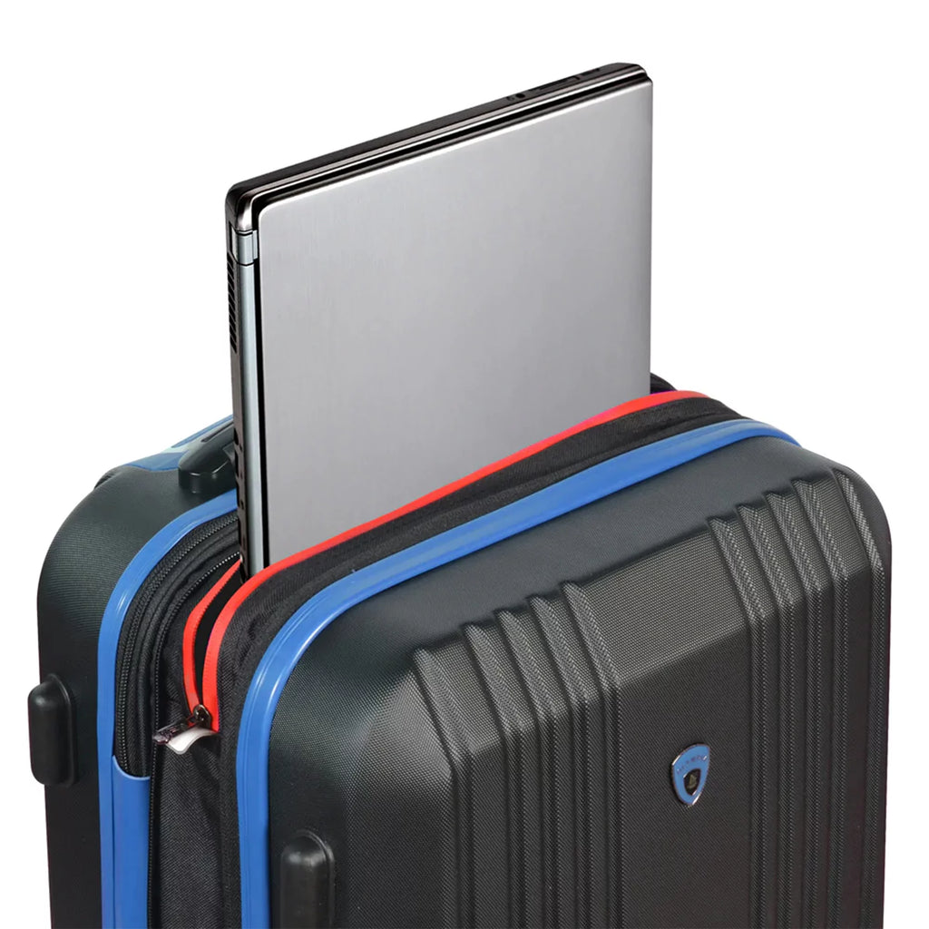 Expandable Hardside Carry-On Luggage Spinner Suitcase with Laptop Compartment, Black/Blue U57428
