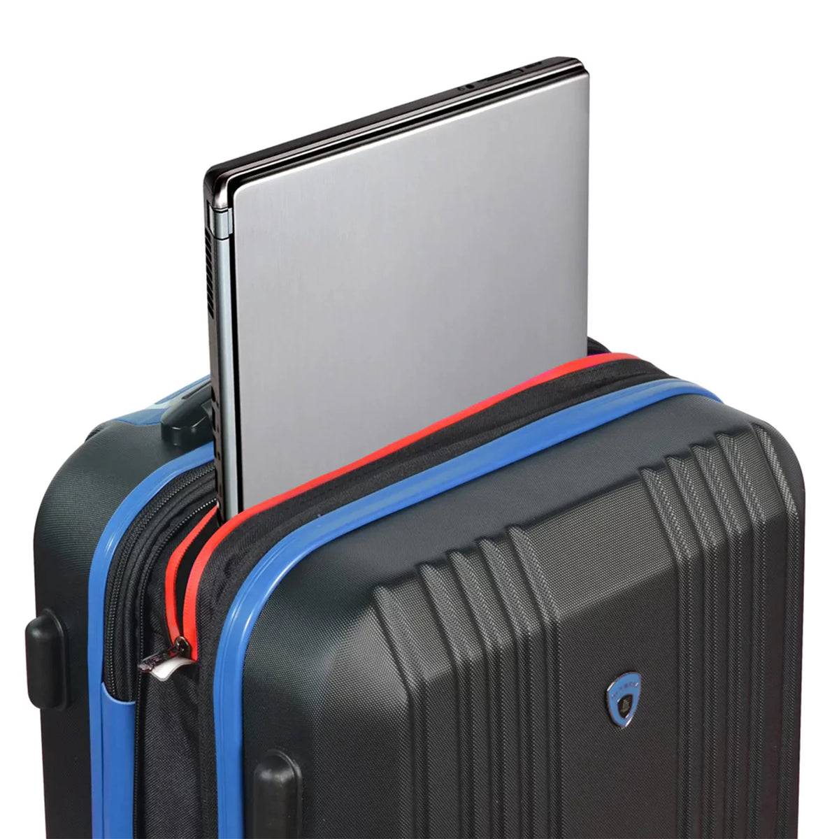 Expandable Hardside Carry-On Luggage Spinner Suitcase with Laptop Compartment, Black/Blue U57428