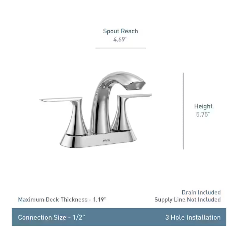 4 in. Centerset Double-Handle Bathroom Faucet Brushed Nickel A3061