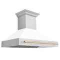 48 Inch Range Hood with White Matte Shell and Gold Handle F436