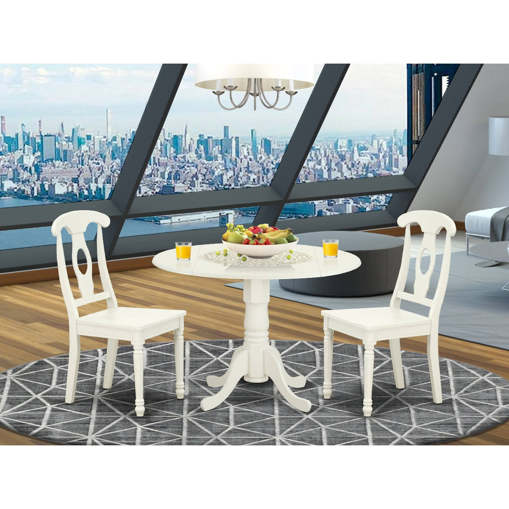 3PC Round Table with Two 9-Inch Drop Leaves and 2 Panel Back Chairs G302315