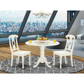 3PC Round Table with Two 9-Inch Drop Leaves and 2 Panel Back Chairs G302315