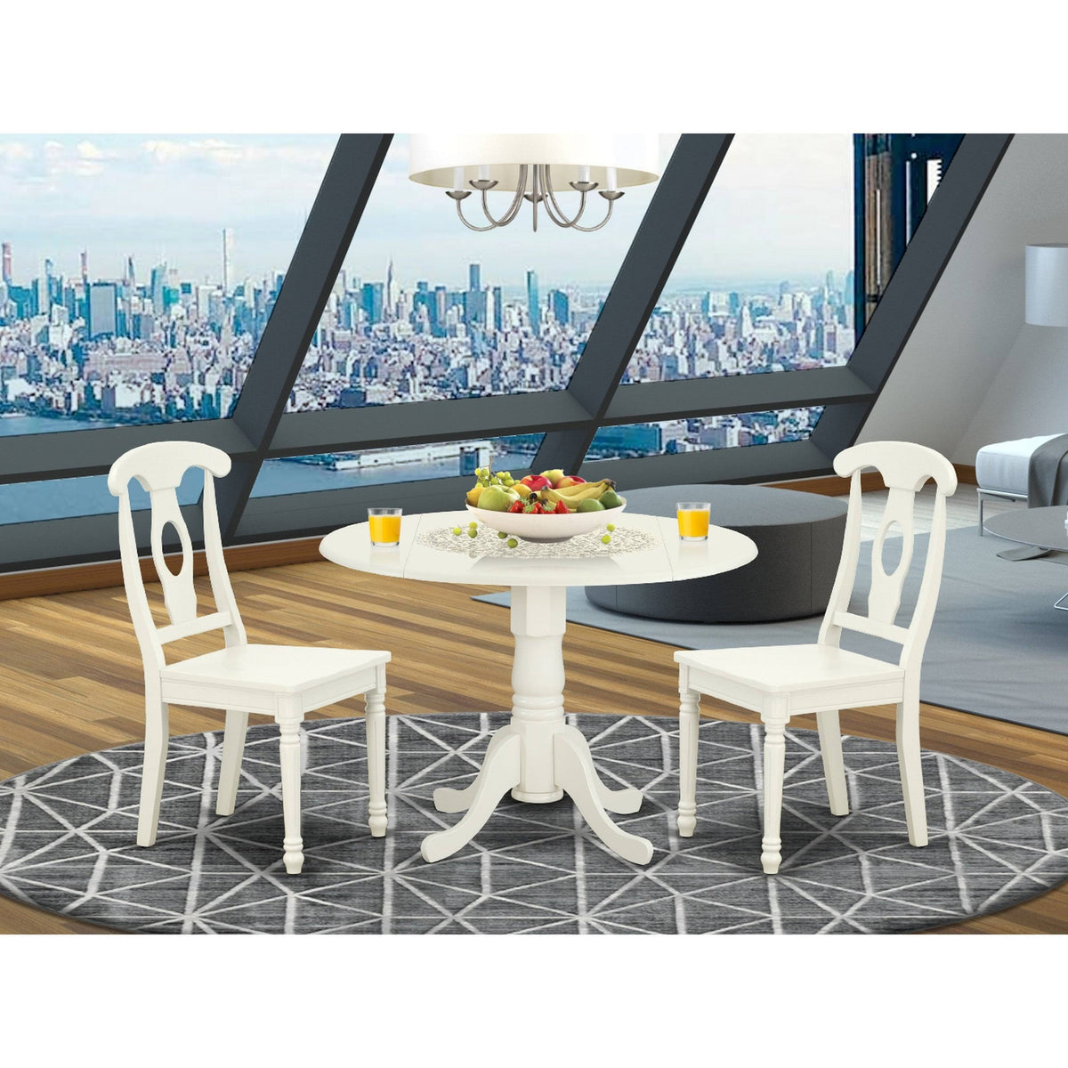 3PC Round Table with Two 9-Inch Drop Leaves and 2 Panel Back Chairs G302315