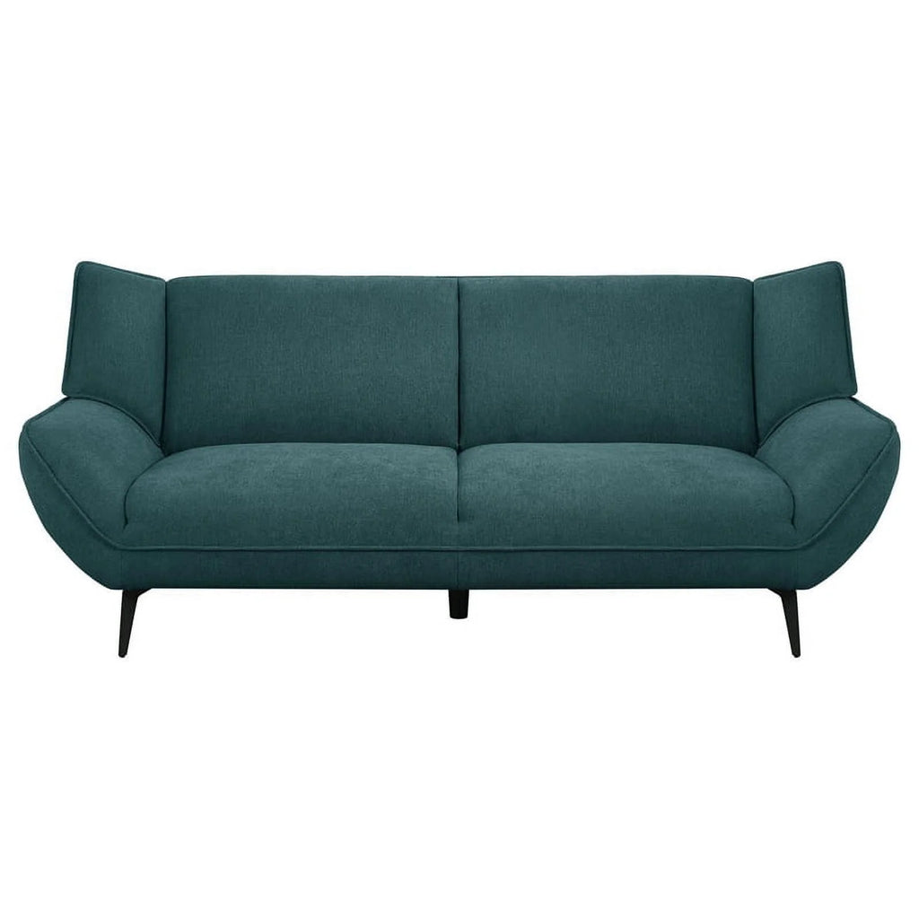 Teal Blue Black 2-Piece Fabric Metal Sofa Set F80473