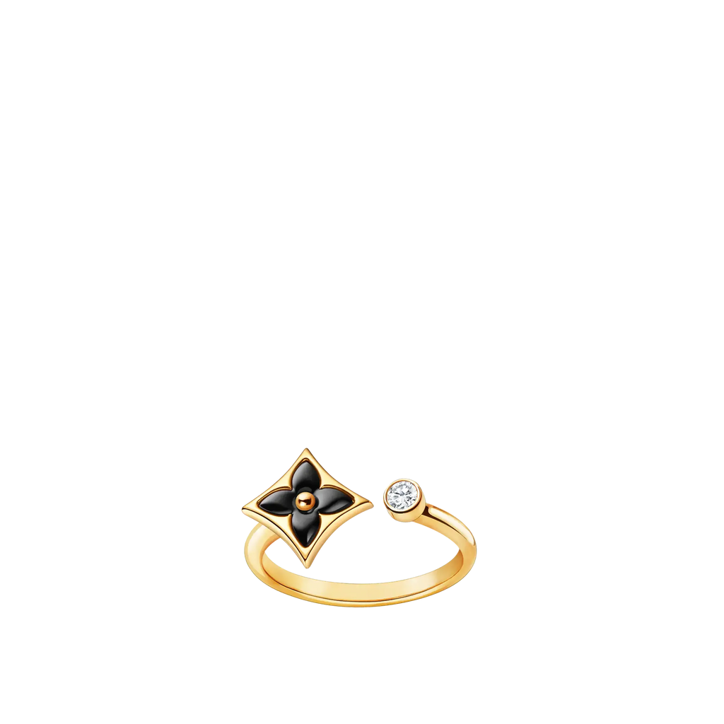 Yellow Gold Onyx Diamonds Ring S8493