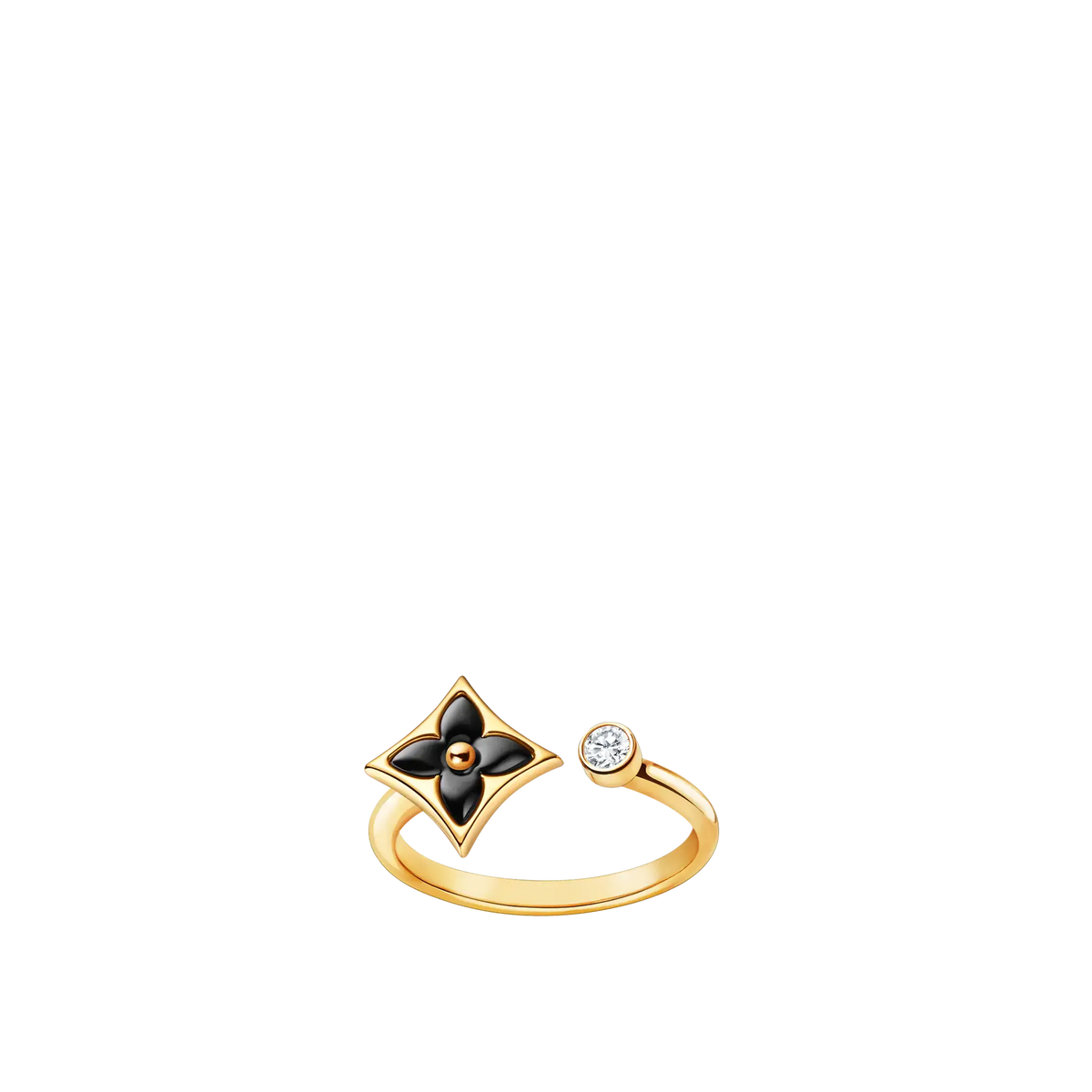 Yellow Gold Onyx Diamonds Ring S8493