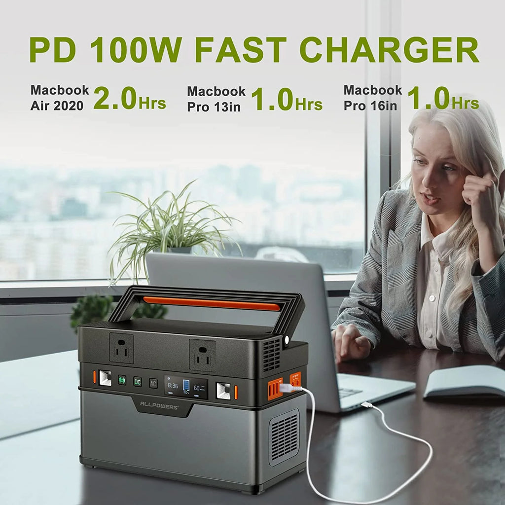 700W 606Wh Portable Power Station with 100W Flexible Solar Panel P9271