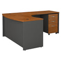 Natural Cherry Bow Front L Shaped Desk with 3 Drawer Mobile File Cabinet C72499