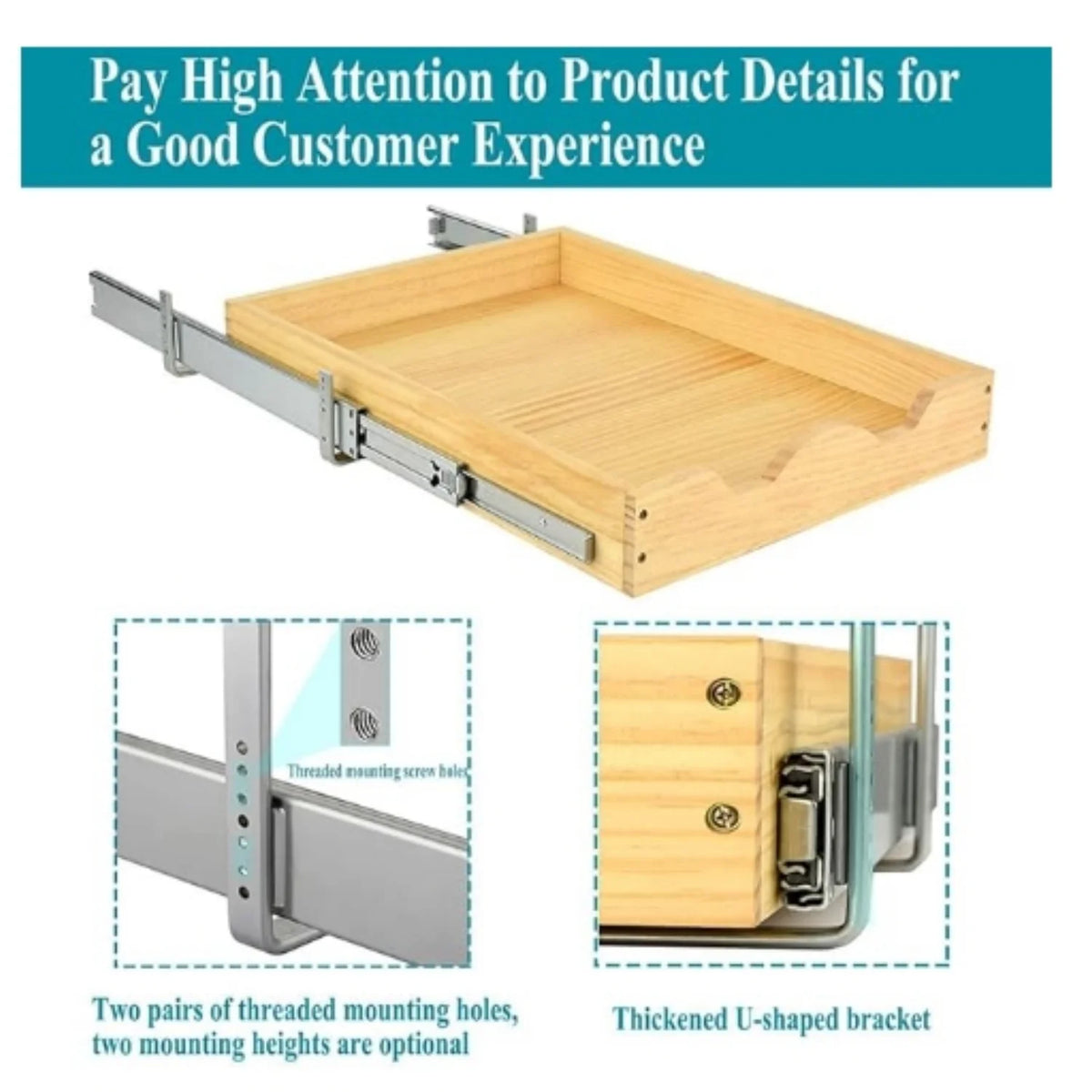 20W x 21D Slide Out Wood Drawer Shelf M3445