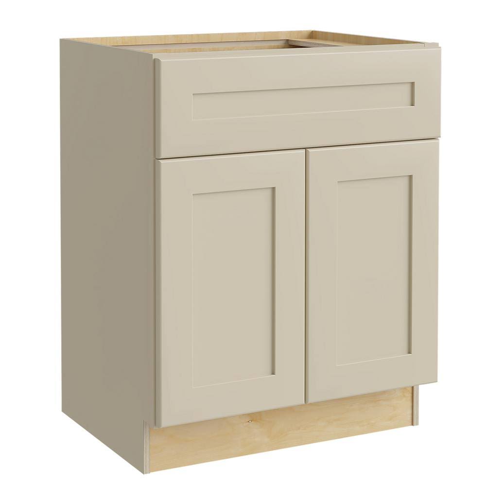 Cream Painted Plywood Sink Base Kitchen Cabinet 2 Doors 30 in. x 34 C88141