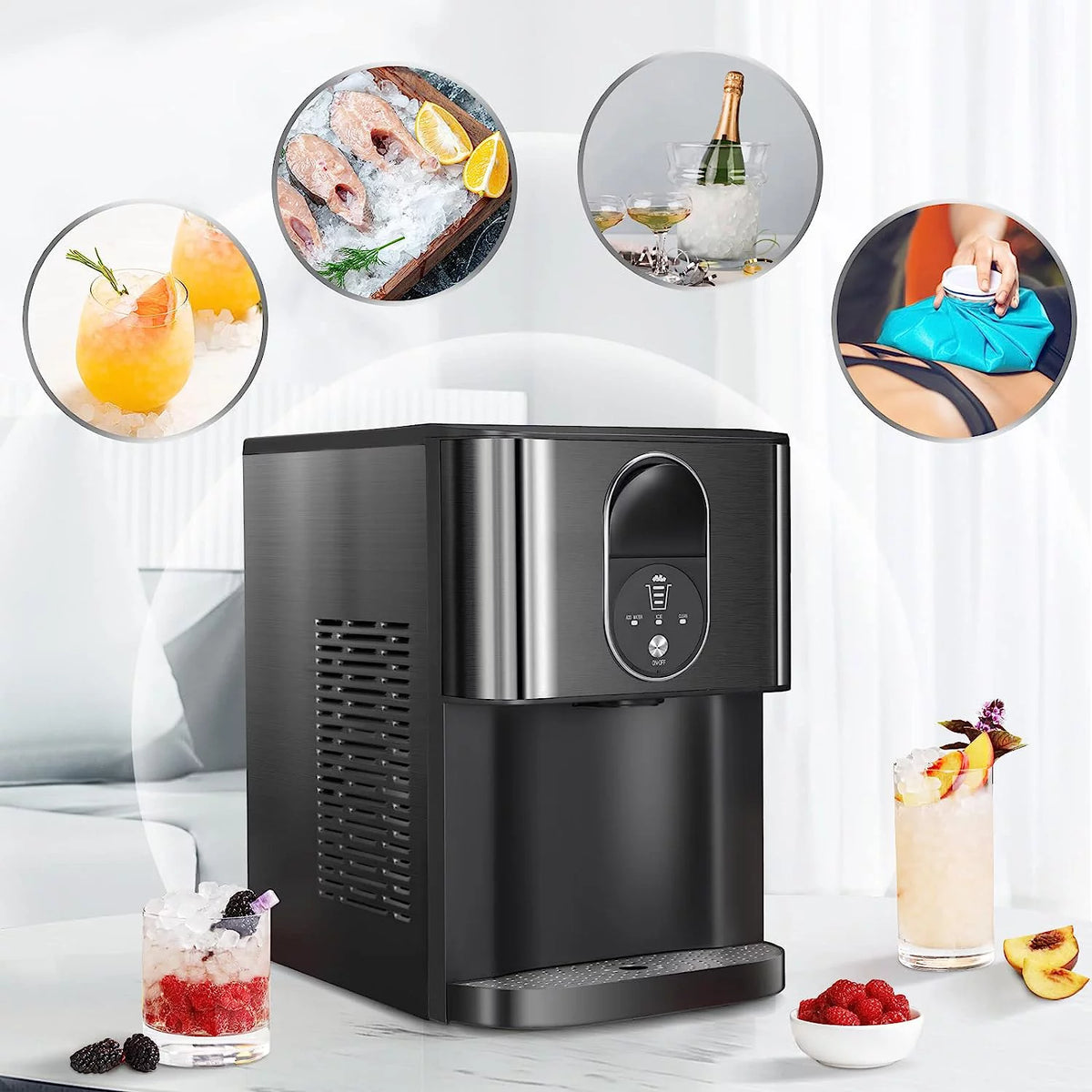 Black Countertop Nugget Ice Maker Q982