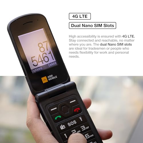 Rugged Basic Flip Phone, 4G Feature Cell Phone, Waterproof & Drop-Proof, SOS Button, Speed Dial, 98dB Speaker, Large Fonts & Big Buttons K509525