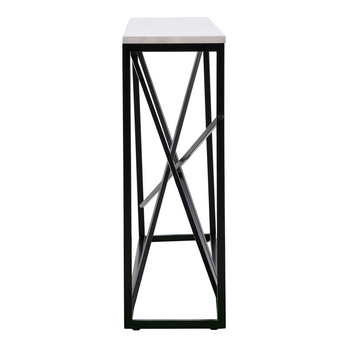 Faux Marble Skinny Console Table in Matte Black E59947
