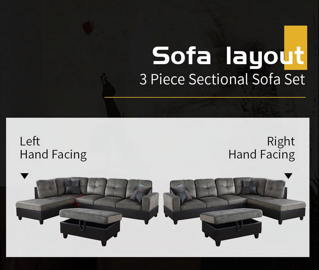 Microfiber Faux Leather Sofa Set With Ottoman S953