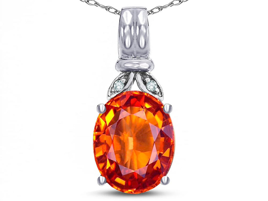 Oval 10x8 Simulated Orange Fire Opal Pendant Necklace X174