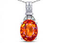 Oval 10x8 Simulated Orange Fire Opal Pendant Necklace X174