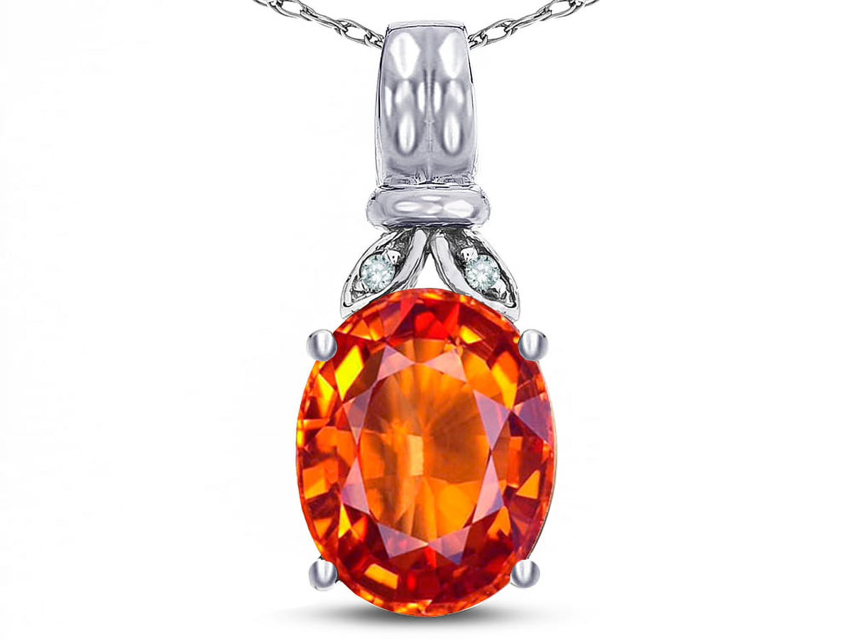 Oval 10x8 Simulated Orange Fire Opal Pendant Necklace X174