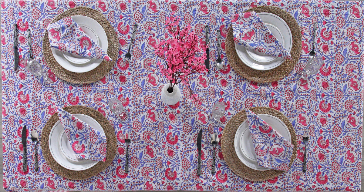 100% Cotton Hand Block Print Tablecloth 60" x 60" V902