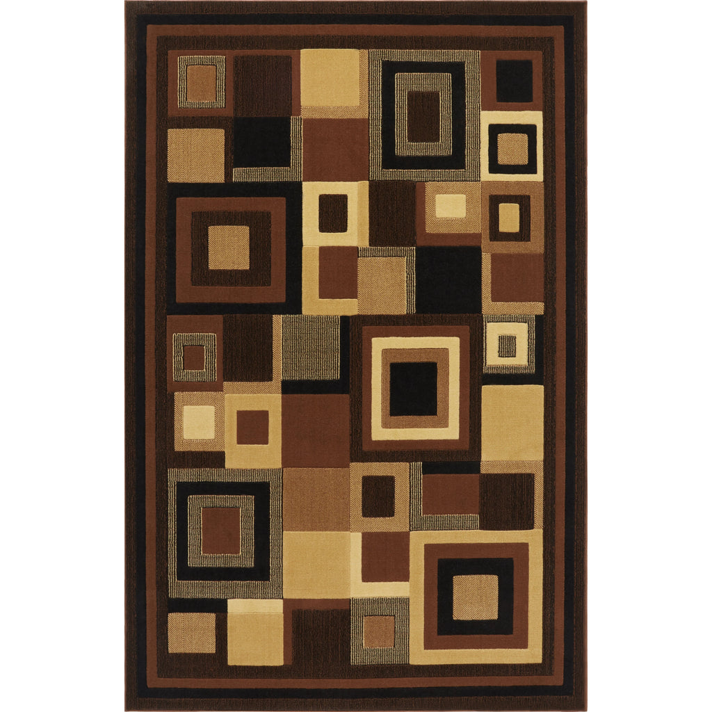 Black/Brown Layered Square Area Rug Z130