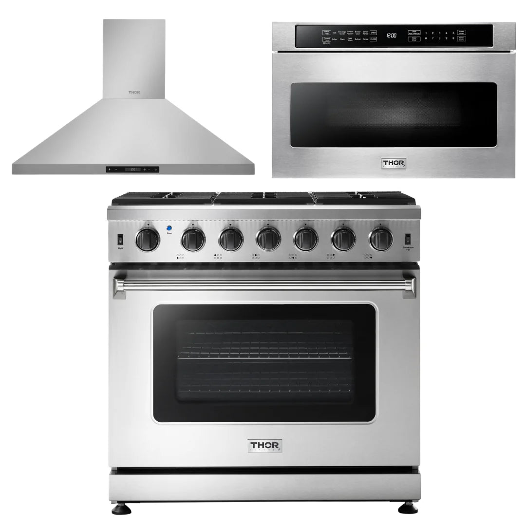 36 Propane Gas Range, Range Hood, Microwave Z7800