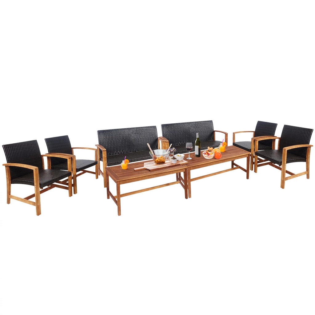 8 Pcs Acacia Wood Patio Conversation Set C461