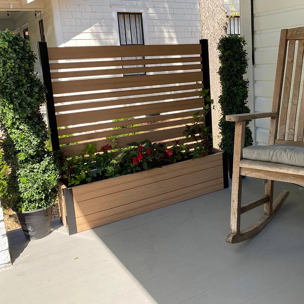 Freestanding Vinyl Outdoor Privacy Screen and Planter Box Kit D958