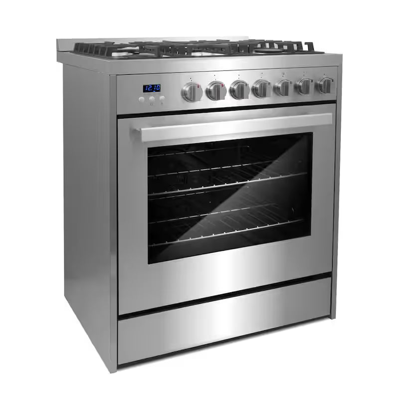 5 Burner Gas Range with Cast Iron Grates in Stainless Steel G765