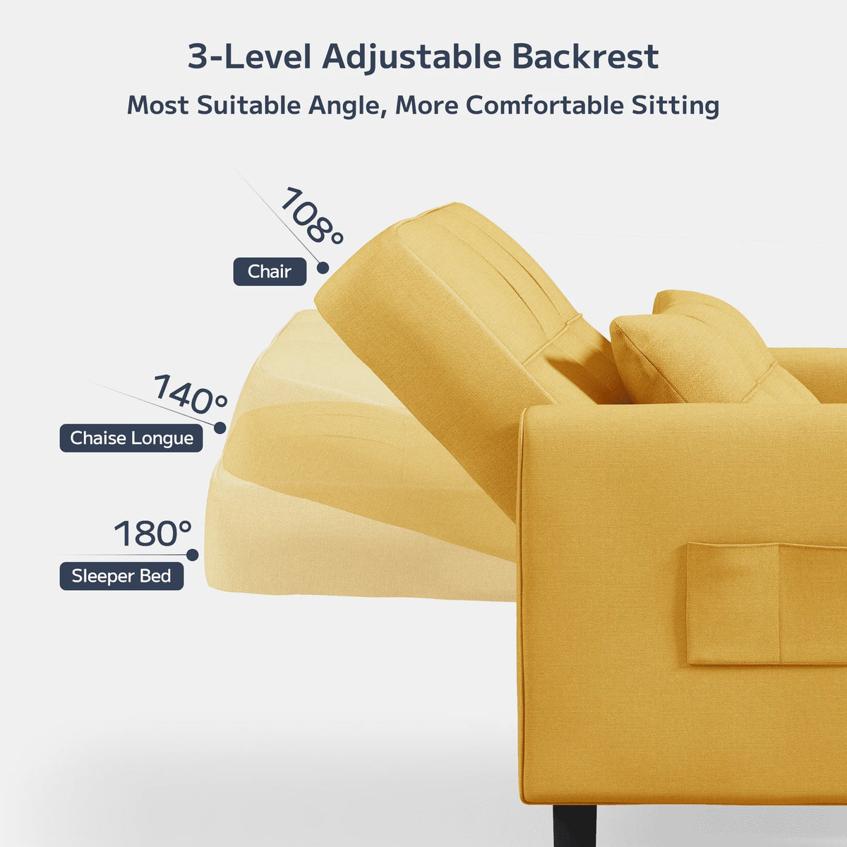 Light Gray 3 in 1 Convertible Sleeper Sofa E940