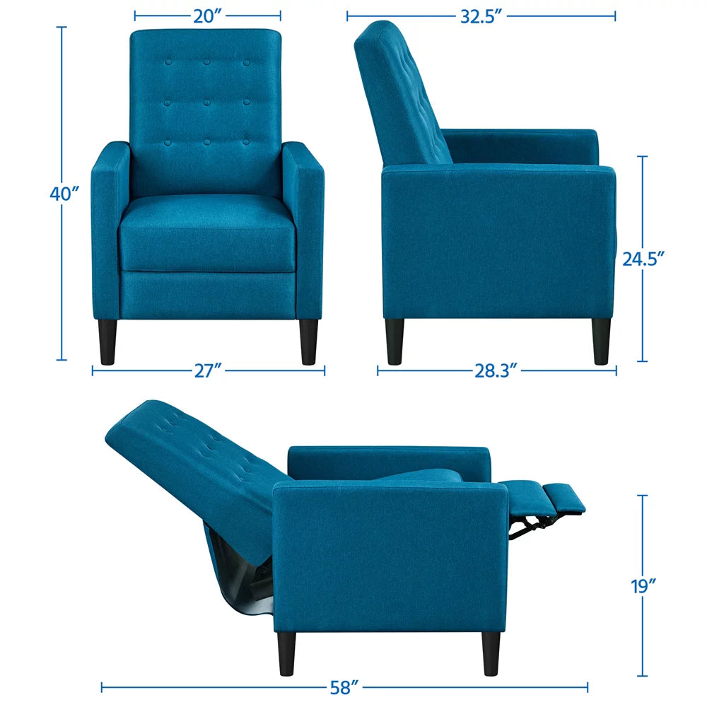 2PCS Blue Fabric Recliner Chair Q23477