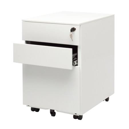 White 3 Drawer Mobile File Cabinet B760
