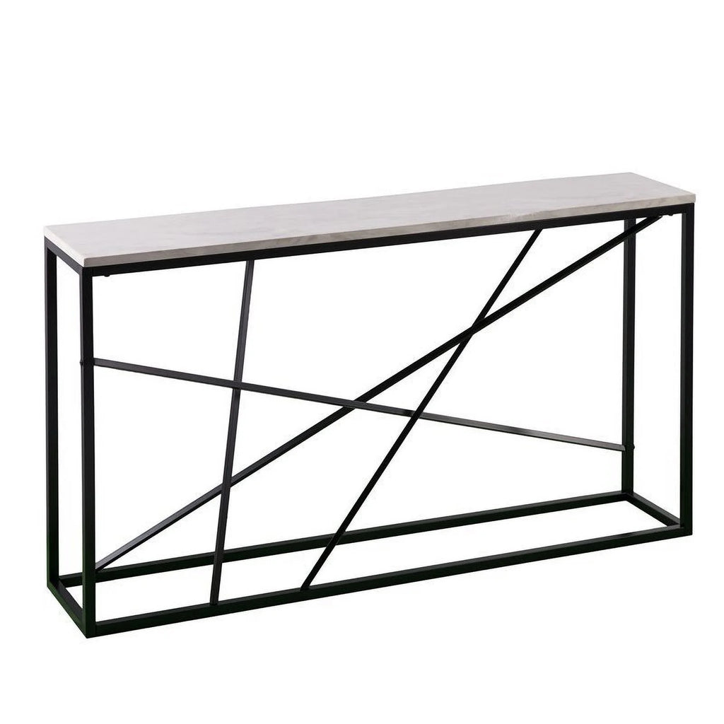 Faux Marble Skinny Console Table in Matte Black E59947