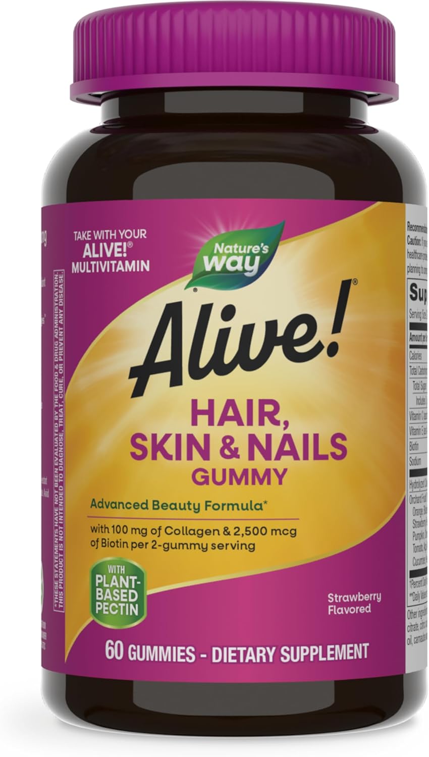 Strawberry Flavored Hair Skin & Nails Gummies, 60 Gummies M968772