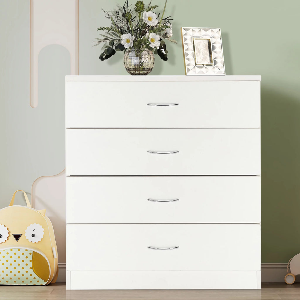 White 4 Drawer Wood Dresser E2929