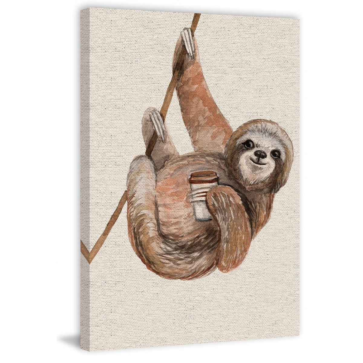 Handmade Hanging Sloth Print on Wrapped Canvas - 20 x 30 R983064