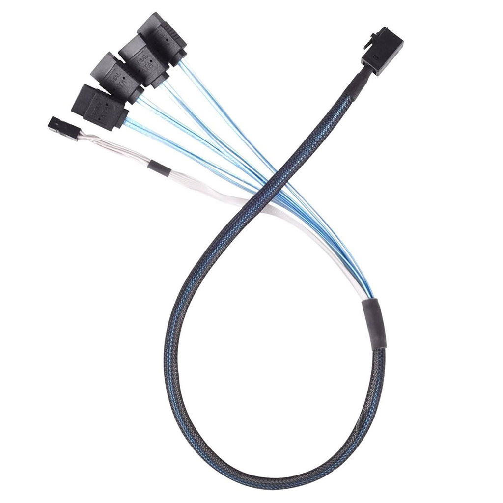 Internal Mini SAS HD SFF8643 to 4 SATA 7Pin Thick Shielded Cable with Sideband V38604