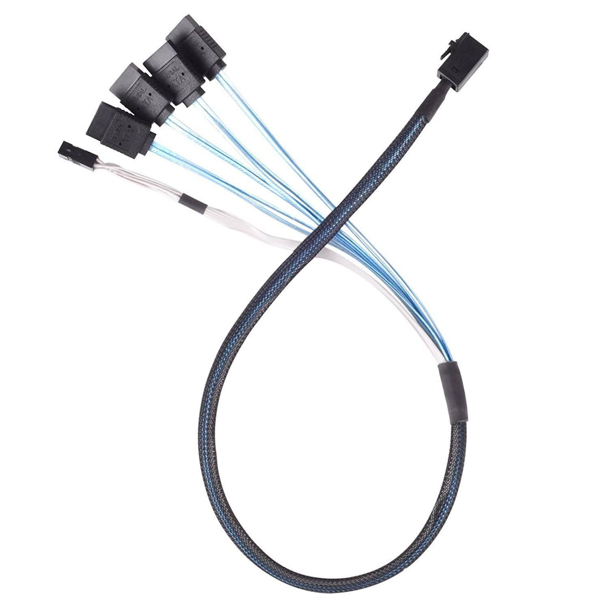 Internal Mini SAS HD SFF8643 to 4 SATA 7Pin Thick Shielded Cable with Sideband V38604