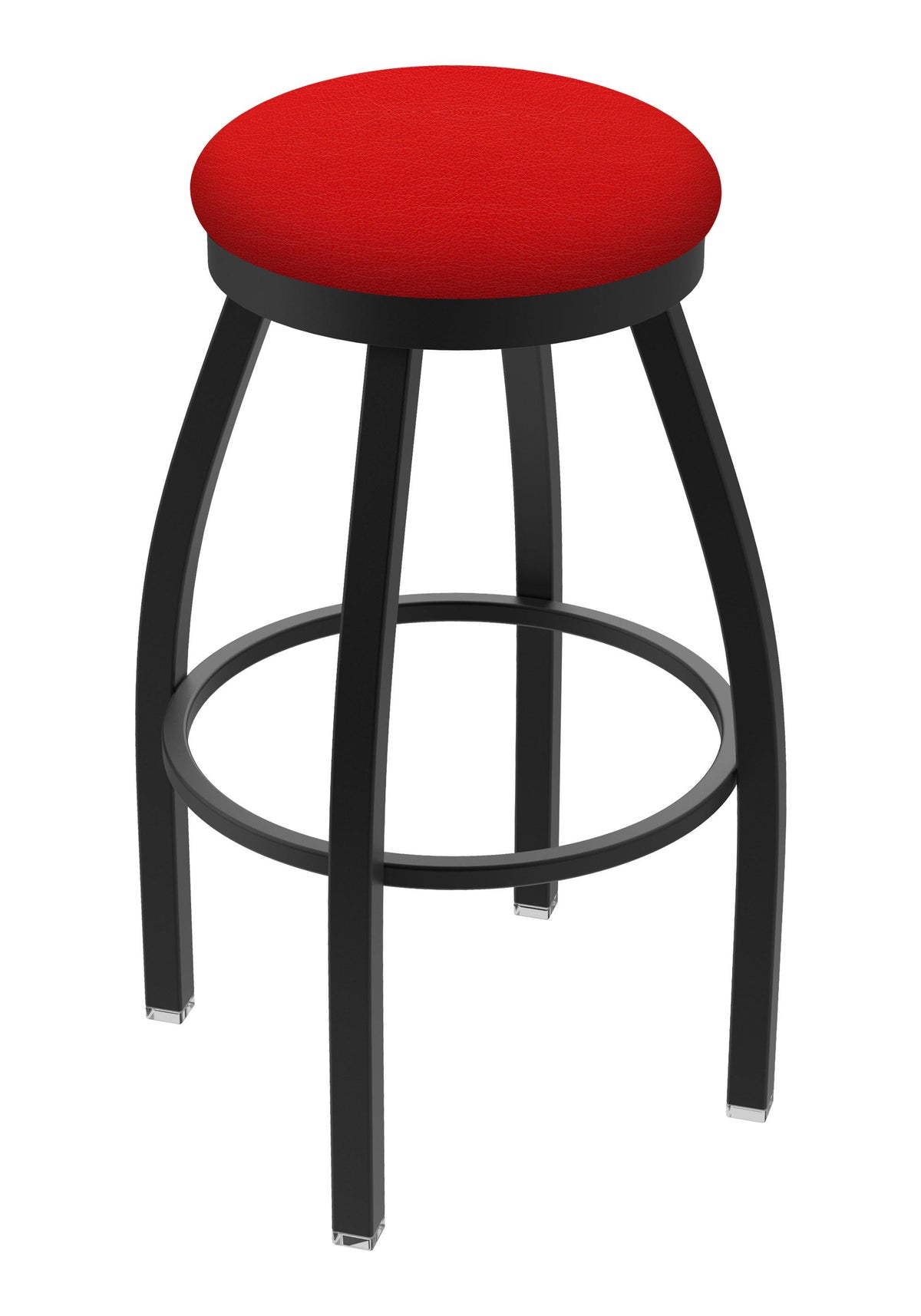 Swivel Counter Stool with Black Wrinkle Finish and Red Seat C7574