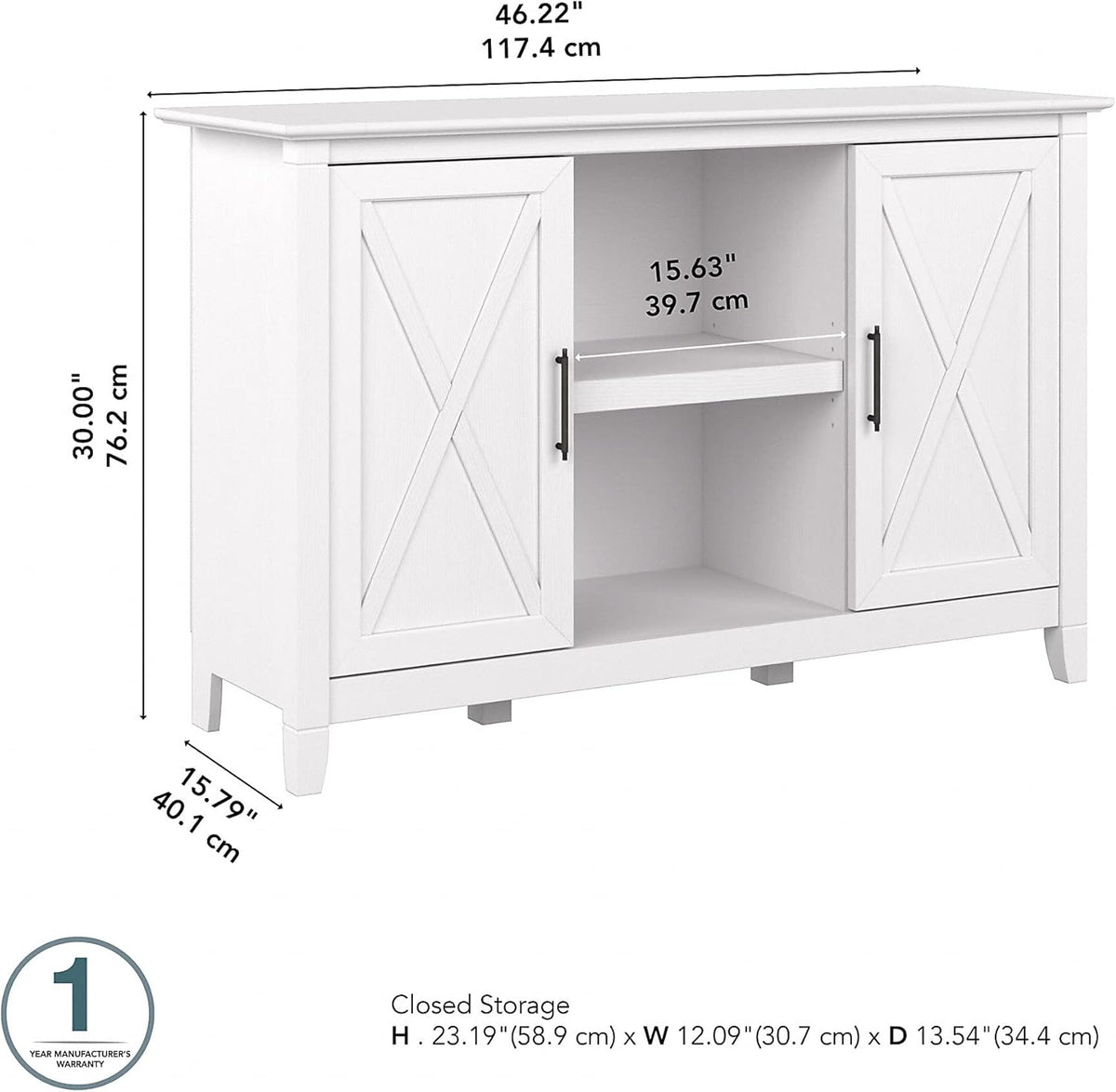 Pure White Oak Accent Cabinet with Doors X734