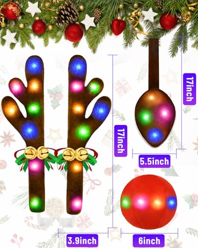 Christmas Reindeer Antlers Car Decoration Kit LED Multicolor Lights Y944