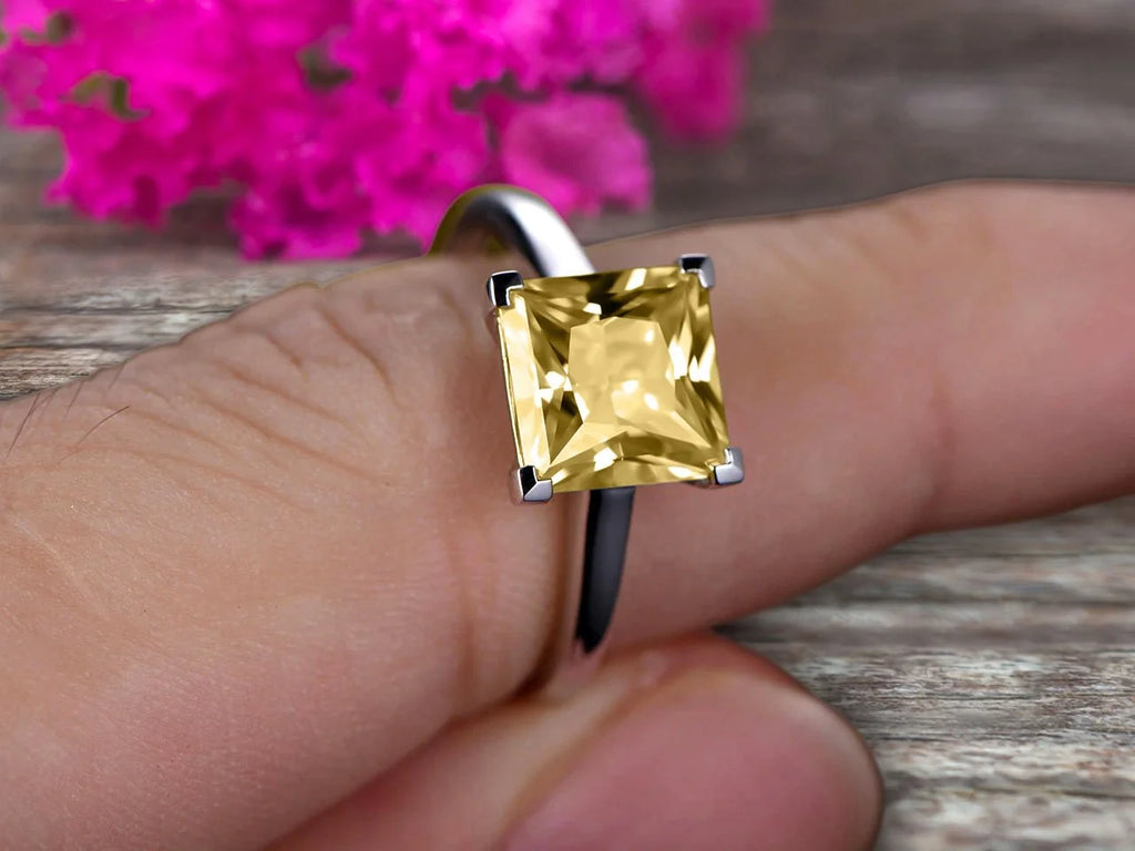 10k Rose Gold Princess Cut Moissanite Solitaire Engagement Ring E3583