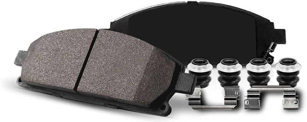 Front and Rear Carbon Fiber Brake Pads with Drilled & Slotted Brake Rotors Kit W4412