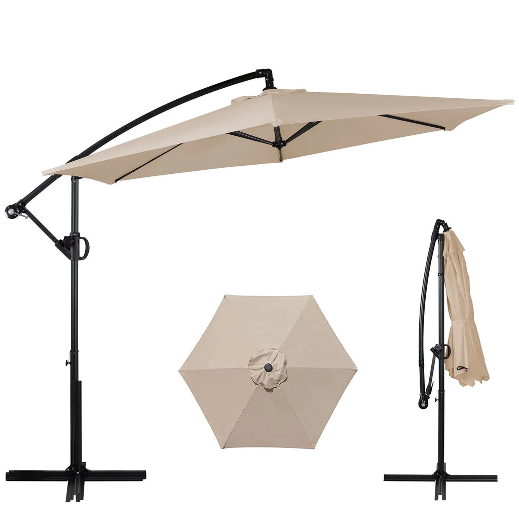 Dark Gray Offset Cantilever Umbrella with Cross Base Y860109