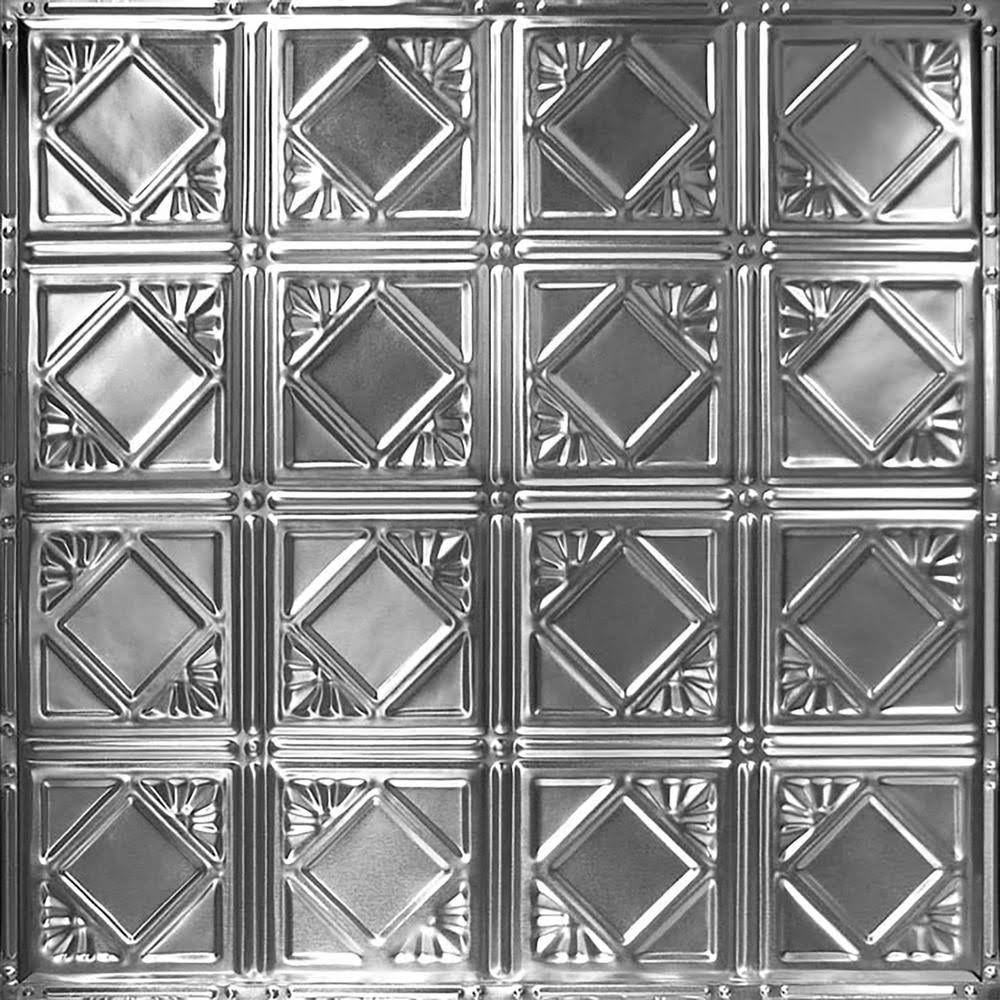 Brushed Satin Nickel 2 ft. x 2 ft. Tin Ceiling Tile M335363
