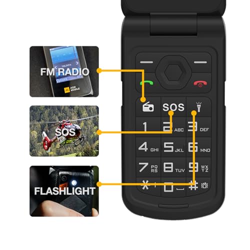 Rugged Basic Flip Phone, 4G Feature Cell Phone, Waterproof & Drop-Proof, SOS Button, Speed Dial, 98dB Speaker, Large Fonts & Big Buttons K509525