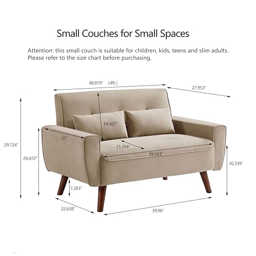 Green Small Loveseat Sofa with Wood Legs Y1389