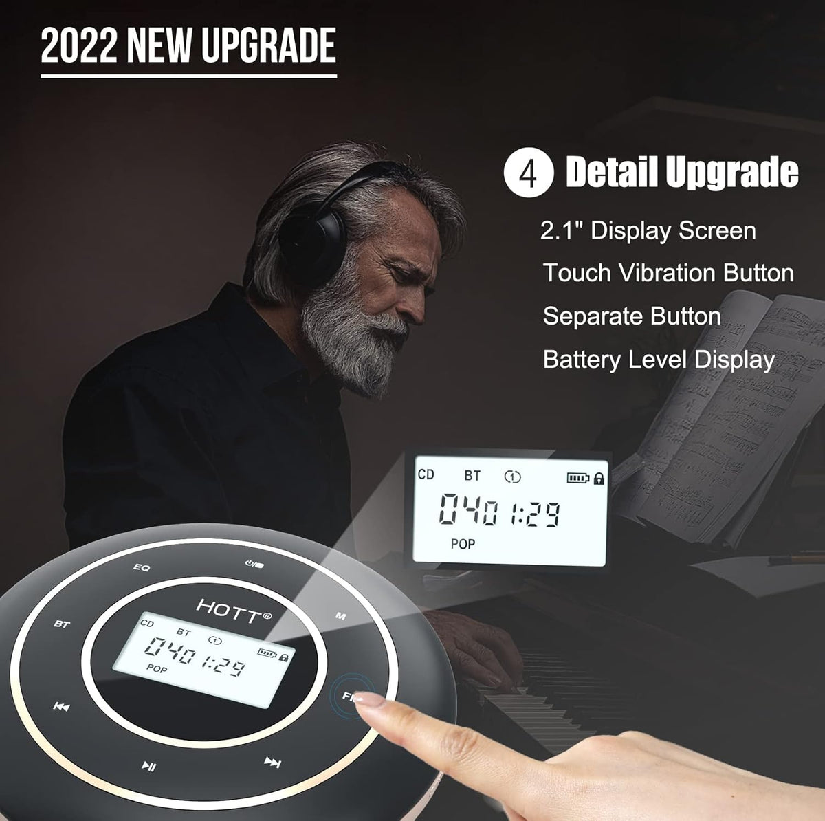 Portable CD Player with Bluetooth 5.0 and FM Transmitter Q15676
