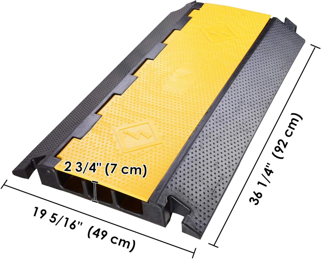 3 Channel Rubber Cable Ramp Cover Cord Protector Driveway Speed Bumps 88000 Lbs Pack of 2 F37723