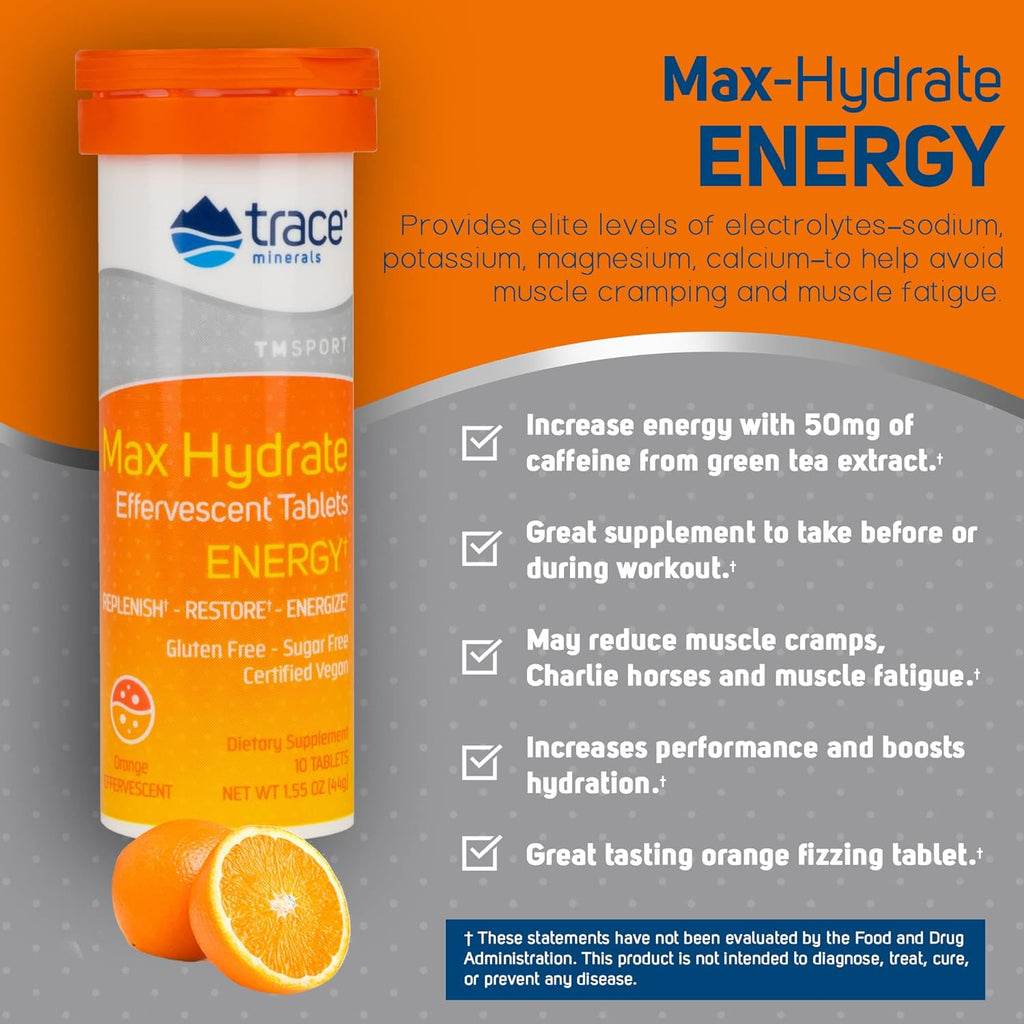 8 Tubes of 10 Tablets Electrolyte FIZZING Orange Flavor Pack of 2 W656237