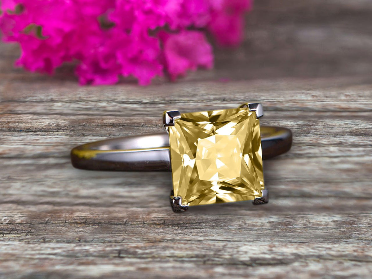 10k Rose Gold Princess Cut Moissanite Solitaire Engagement Ring E3583